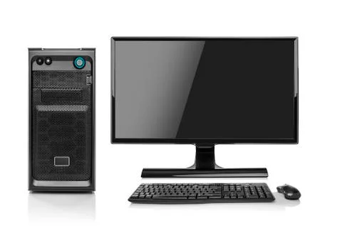 Modern desktop PC computer isolated. Stock Photos