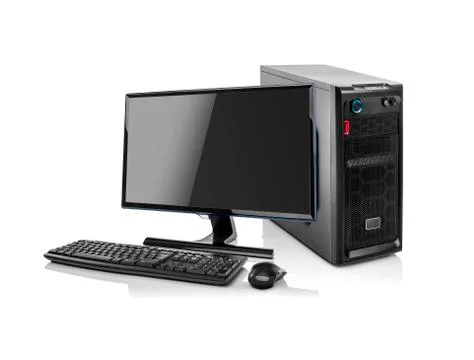 Modern desktop PC computer isolated. Stock Photos