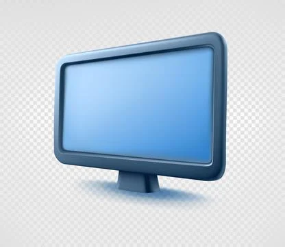 Modern desktop personal computer mockup with blank screen. 3d vector illust.. Stock Illustration