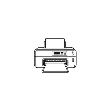 Modern desktop printer icon outline for office work 스톡 일러스트