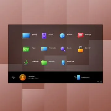 Modern Desktop UI Prototype with App Icons and User Profile Stock Illustration