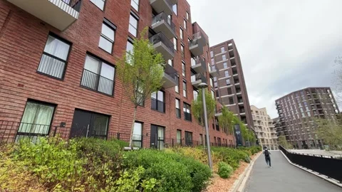 Modern development in the UK - modern flats Video stock 332136028