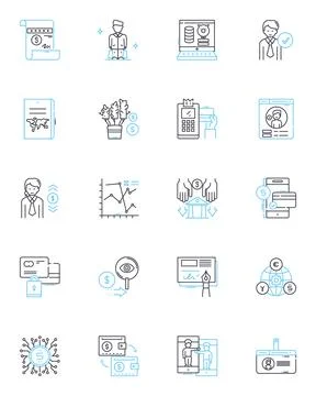 Modern developments linear icons set. Technology, Innovation, Progress 库存插图