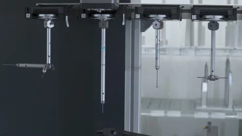 Modern device for accurate 3D measurement of the product and casting. Production Stock Footage 130183420