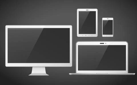 Modern device set over black background Stock Illustration