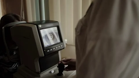 A modern device used in ophthalmology is an automatic refractometer. A device Stock Footage 317807206