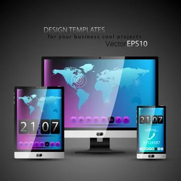 Modern devices design templates Stock Illustration