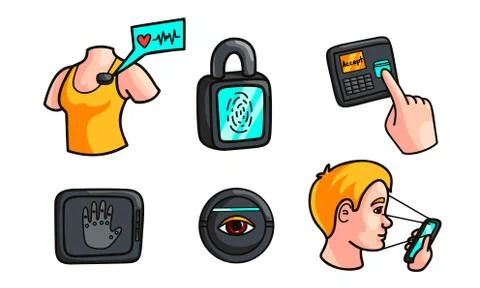 Modern devices with eye scanning accept vector illustration 스톡 일러스트