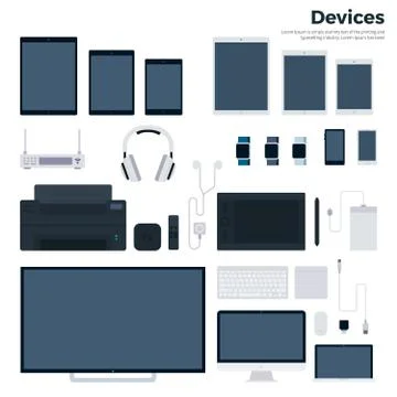 Modern devices isolated on white Stock Illustration