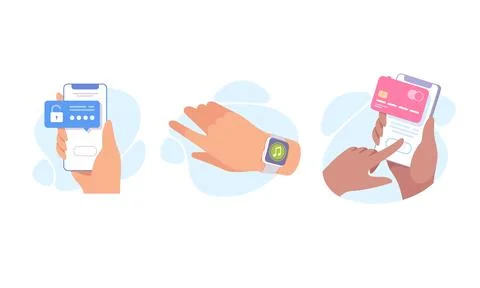 Modern Devices for Secure Access and Timely Notifications and Updates for Users Stock Illustration