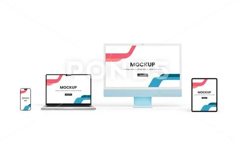 Modern devices with varied screen resolutions mockup PSD Template