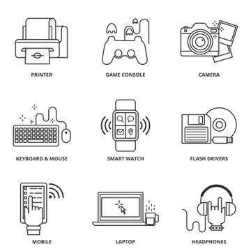 Modern devices vector icons set Stock Illustration