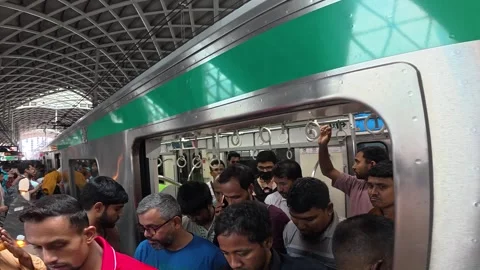 Modern Dhaka Metro Rail Train Arriving at Station  Bangladesh Stock Footage 341860143
