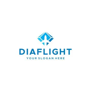 Modern DIA FLIGHT plane fly the line logo design Stock Illustration