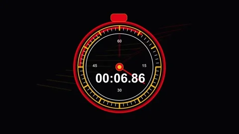 Modern digital and analog stopwatch timer counting up with red and yellow a.. Stock Footage 342904794