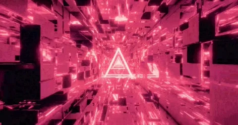 A modern digital animation featuring a red and pink geometric background Video stock 318978816