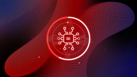 Modern digital artwork showcasing artificial intelligence symbol within 库存插图