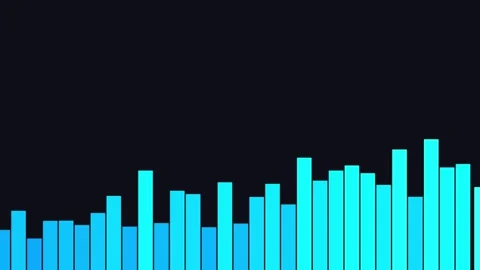 A modern digital audio equalizer or data bar chart displaying fluctuating light Видео 333939830