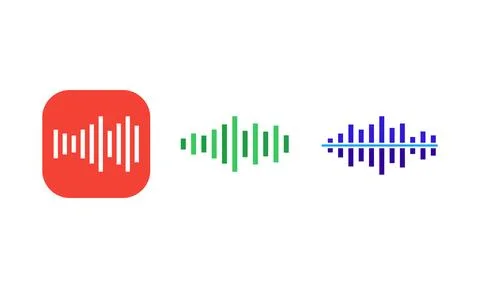 Modern Digital Audio Waveform Equalizer Icons For Music App Interface Stock Illustration