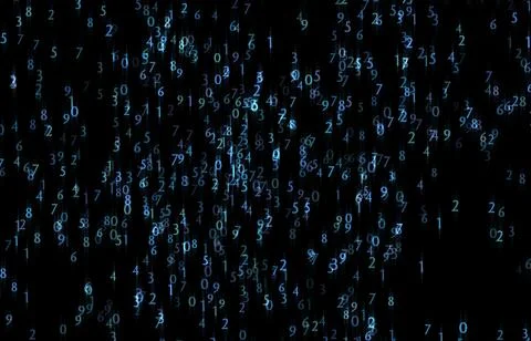 Modern Digital Background, Streaming Data Flow with Random White and Light Bl Foto stock