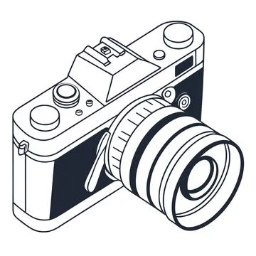 Modern Digital Camera Flat Vector Icon Stock Illustration