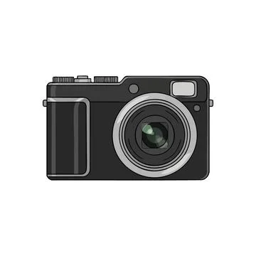 (Modern Digital Camera Icon. Sleek compact photographic device. This contem.. Stock Illustration