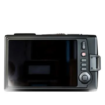 Modern digital camera isolated on white background 스톡 일러스트