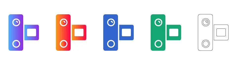 Modern Digital Camera Lens Icon Set Stock Illustration