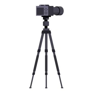 Modern digital camera mounted on tripod for stable recording Stock Illustration