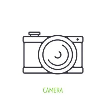 Modern digital camera outline icon. Vector illustration. Stock Illustration