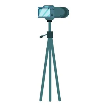Modern digital camera on tripod standing for video recording イラスト素材