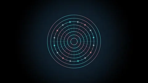 Modern digital circular pattern on dark background in Stock Footage 338204315