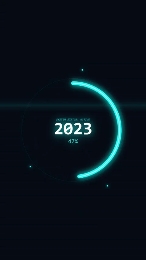 Modern digital clock display showing year 2023 on dark background Stock Footage 344935895