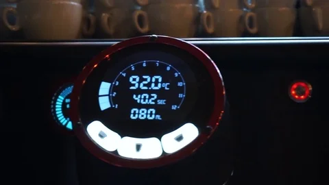 Modern digital coffee machine turning on Video stock 84836626
