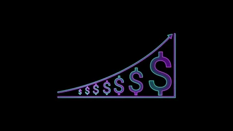 Modern digital compound interest revenue success metric trend loop on trans BG Vídeo Stock 342981995