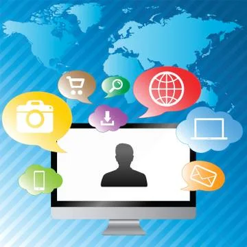 Modern digital computer screen on colorful background 스톡 일러스트