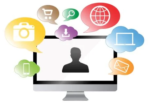 Modern digital computer screen on colorful background Stock Illustration