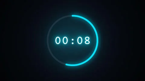 Modern digital countdown clock animation with glowing neon ring and color change Stock Footage 343097218
