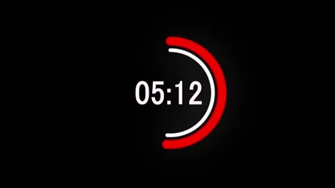Modern digital countdown clock with red progress bar on dark screen Stock Footage 336618604