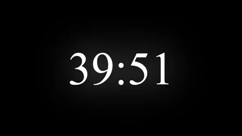 Modern digital countdown timer from 45 to 0 with white on black background Stock Footage 337700724
