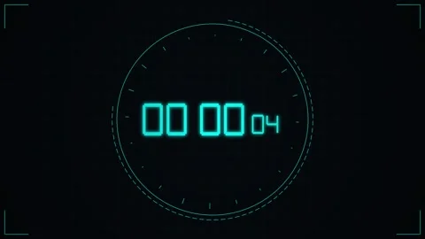Modern digital countdown timer interface on black screen for presentation v.. Stock Footage 346005232