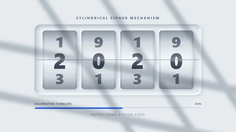Modern digital cylindrical cipher mechanism initializing secure code with s.. 库存影片 347814518