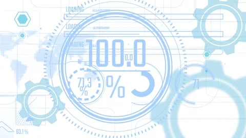 Modern digital data loading interface graphic on white background. Soft blue Stock Footage 257267016