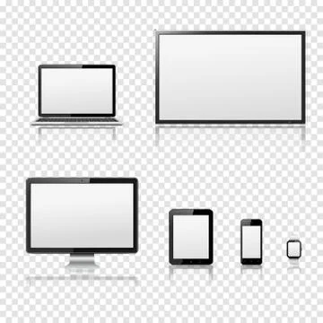 Modern digital devices isolated on transparent background Stock Illustration
