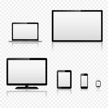 Modern digital devices isolated on transparent background Illustrazione stock