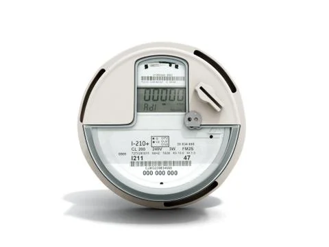 Modern digital electric meter 3d render on white Stock Illustration