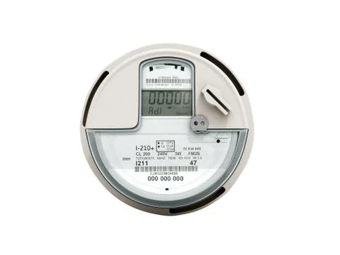 Modern digital electric meter 3d render on white no shadow Stock Illustration