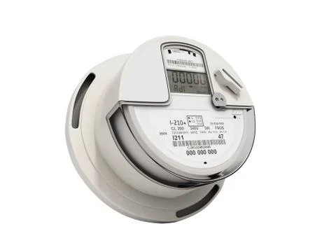 Modern digital electric meter 3d render on white no shadow Stock Illustration