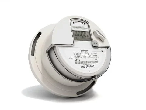 Modern digital electric meter 3d render on white Stock Illustration