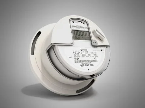 Modern digital electric meter 3d render on grey Stock Illustration